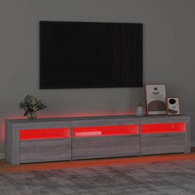 Móvel de TV com luzes LED 195x35x40 cm cinzento sonoma