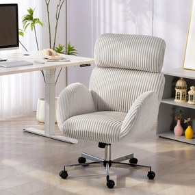 Cadeira de Escritório com Apoio de Cabeça Regulável Altura Ajustável Função Basculante 74x70x104-112 cm Cinzento