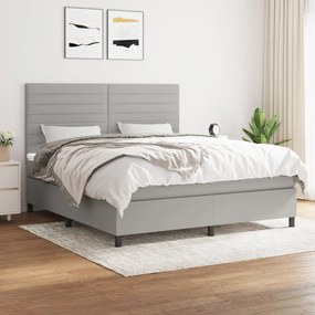 vidaXL Cama com molas/colchão 160x200 cm tecido cinzento-claro
