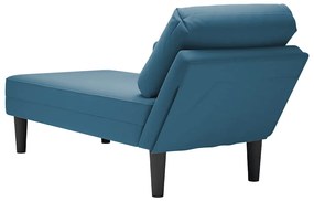 Chaise lounge c/ almofada/apoio de braços direito veludo azul