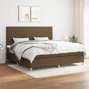 Cama com molas/colchão 200x200 cm tecido castanho-escuro