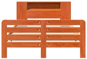 Cama sem colchão 140x200 cm madeira pinho maciça castanho-mel