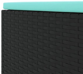 6 pcs conjunto lounge de jardim c/ almofadões vime PE preto