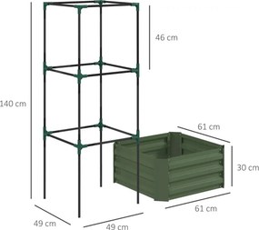 Floreira Grande com Treliça 61x61x140 cm  e Base Aberta para Plantas Trepadoras Verde