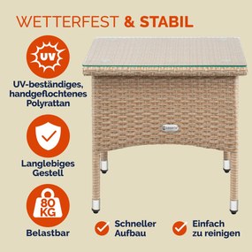 Mesa de apoio jardim Polyrattan 50x50x45cm cinzento-bege