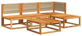 5 pcs conjunto de sofás de jardim com almofadões acácia maciça