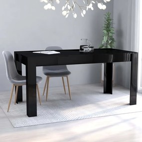 vidaXL Mesa de jantar 160x80x76 cm contraplacado preto brilhante