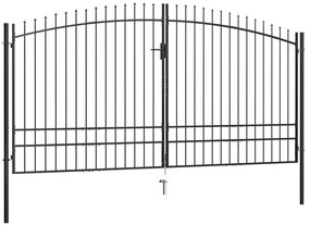 Portão de cerca com porta dupla e topo em lanças 400x248 cm