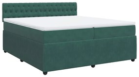 Cama com molas/colchão 200x200 cm veludo verde-escuro