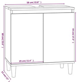 Armário de lavatório 58x33x60 cm derivados de madeira branco