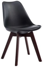 Cadeira de cozinha e sala de jantar Borneo V2 em couro sintético com estrutura em Cor Nogueira 48 x 84 x 41,5 cm Preto