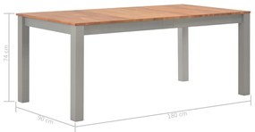 Mesa de jantar 180x90x74 cm madeira de carvalho maciça