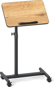 Mesa Auxiliar em Forma de C de Altura Ajustável com Tampo Inclinável Para Computador Giratória 360° para Espaços Pequenos Castanho