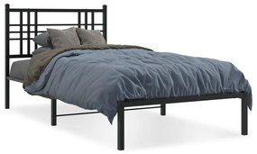 vidaXL Estrutura de cama com cabeceira 100x200 cm metal preto