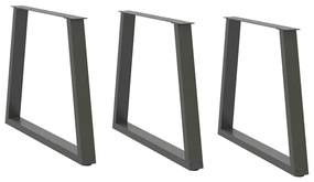 Pés para mesa de jantar em V, 3 peças, antracite, 70x(72-73,3) cm, aço