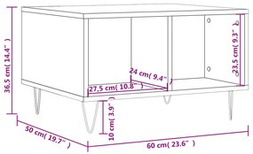 Mesa de centro 60x50x36,5cm derivados madeira carvalho castanho