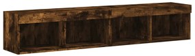 Móveis de TV com luzes LED 2 pcs 80x30x30 cm carvalho fumado