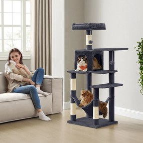Arranhador para gatos 55 x 45 x 143 cm cinzento esfumaçado