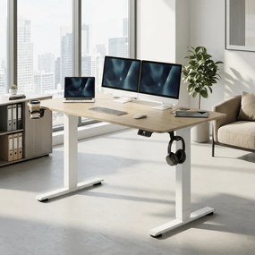 Secretária elétrica com altura ajustável 140x60x72-117 cm Bege