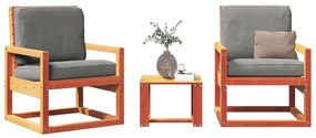 3 pcs conjunto lounge de jardim pinho maciço castanho-mel