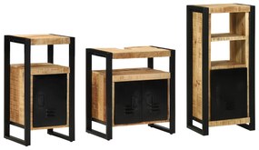 vidaXL Conjunto de Móveis para Banheiro 3 pcs Madeira de manga maciça