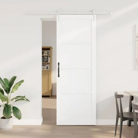 Porta Deslizante vidaXL com Conjunto de Hardware Branco 83x232 cm Madeira Sólida de Pinheiro