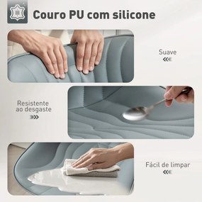 Conjunto de 2 Bancos de Bar Bancos Altos de Cozinha Giratórios com Altura Ajustável e Couro Sintético 47,5x54x92-110 cm Cinzento