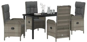 Conjunto de jantar para o jardim com 5 peças em rattan poligrey