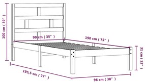 Estrutura de cama solteiro 90x190 cm madeira maciça