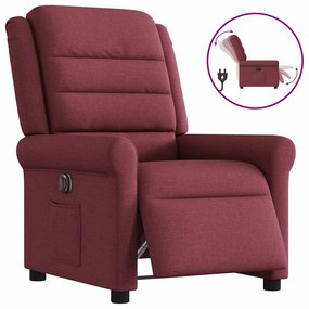 vidaXL Poltrona elétrica reclinável tecido vermelho tinto