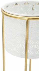 CONJUNTO DE 2 VASOS BRANCO E DOURADO Ø 17X46-14X34 CM (PLANTAS NÃO INCLUIDAS)