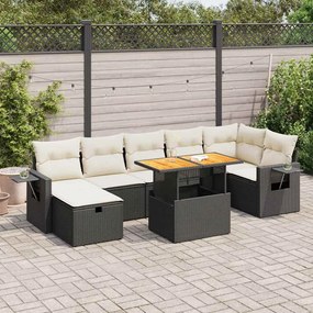vidaXL 5 pcs conjunto sofás de jardim com almofadões acácia e vime PE
