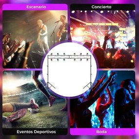Suporte de iluminação para DJ em metal, altura ajustável em 10 níveis, 2 tripés dobráveis, 12 pontos de fixação, para montagem em concertos, palcos e