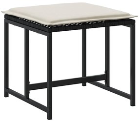 Bancos de jardim com almofadões 4 pcs vime PE preto