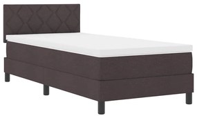 Cama Box com Colchão &amp; LED Marrom Escuro 90x200 cm Tecido