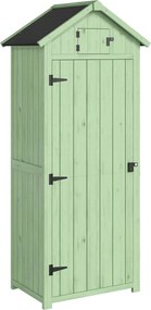 Outsunny Armário de Jardim de Madeira - Cobertizo de Arrumação com Prateleiras 77x54,2x179 cm Verde | Aosom Portugal