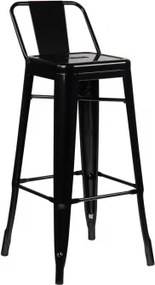 Banco Alto ↑75 Cm Com Encosto Em Aço Lix Preto - Sklum