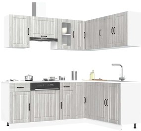 vidaXL 11 peças armário de cozinha conjunto Lucca cinza sonoma