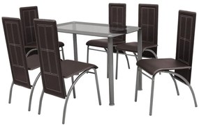vidaXL Conjunto de jantar de 7 peças castanho