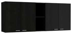 Móvel de cozinha em melamina Rochet com 4 armários e 3 prateleiras 60 x 150 x 31,5 cm, Preto