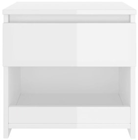 Mesa de cabeceira 40x30x39 cm contraplacado branco brilhante