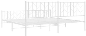 Estrutura de cama com cabeceira e pés 200x200 cm metal branco