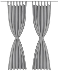 Cortinas de cetim com presilhas 2 pcs 140x245 cm cinzento