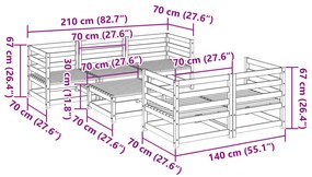 6 pcs conjunto sofás de jardim madeira de pinho castanho cera