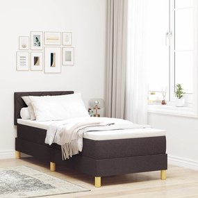 Cama Box Spring com Colchão Castanho Escuro 80x200 cm Tecido