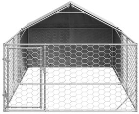 Canil exterior para cães com corredor 4x2x1,5 m aço galvanizado