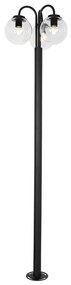 Lanterna preta com vidro transparente 200 cm 3 luzes IP44 - Sfera Moderno
