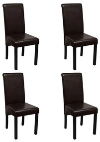 vidaXL Cadeiras de jantar 4 pcs couro artificial castanho