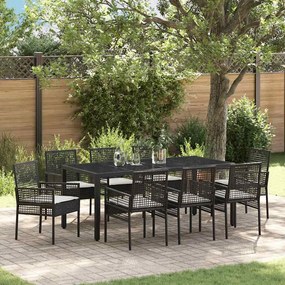 vidaXL Conjunto de Jantar de Jardim de 9 Peças Preto Rattan Sintético