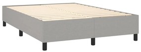 Cama box spring c/ colchão e LED 140x200 cm tecido cinza-claro